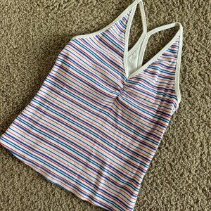 Old Navy Striped Tank Top Built-In Bra Size S Red White Blue